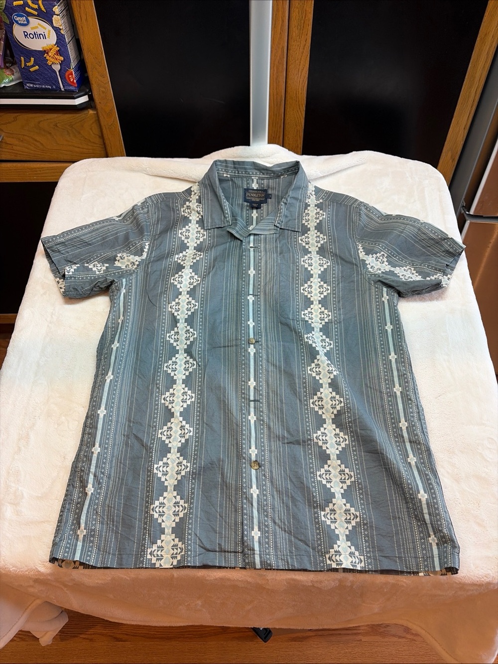 Pendleton Men’s Shirt Sz L Loop Color Aztec Print Short Sleeve Button Up Cotton